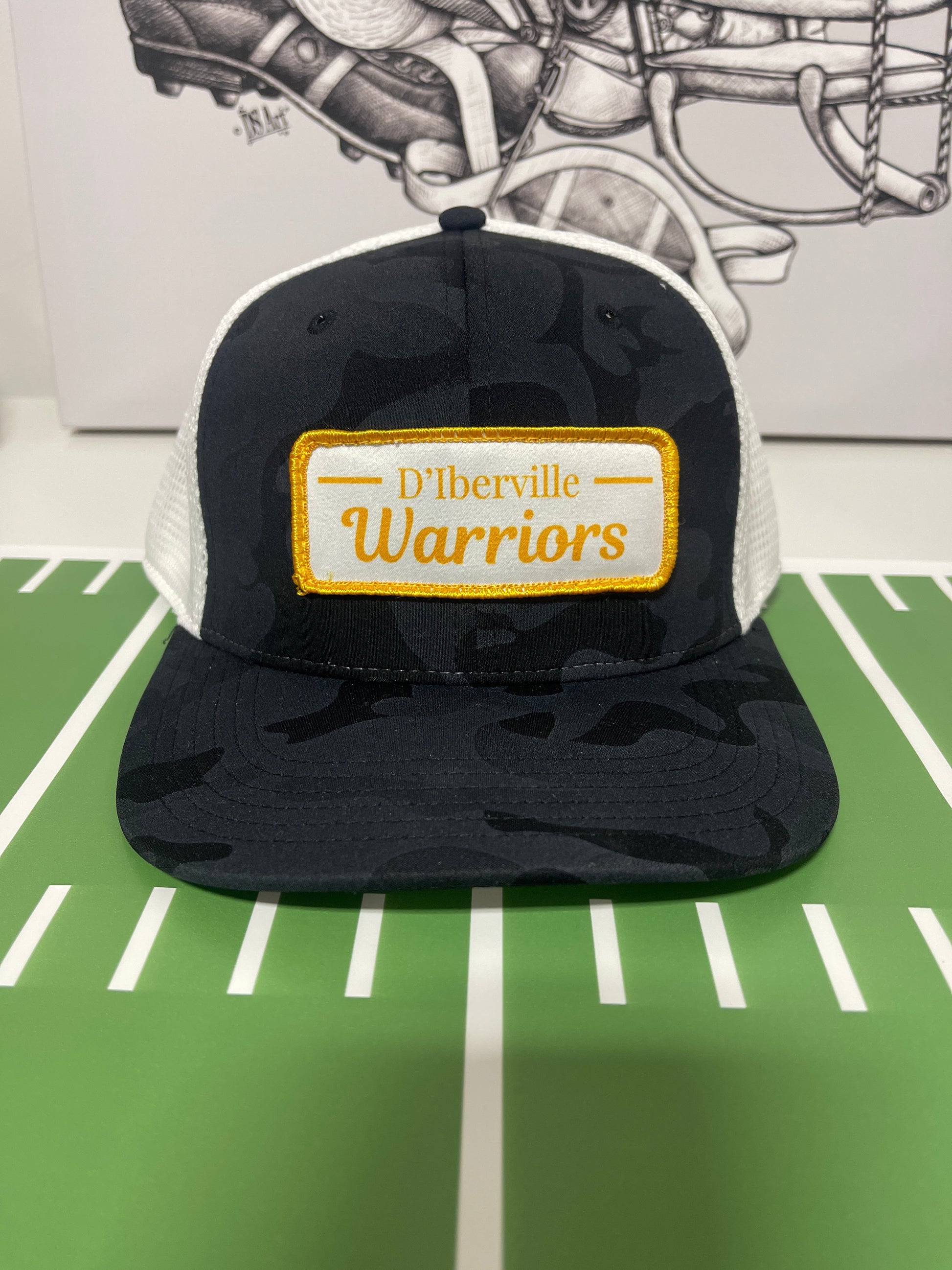 Square Patch Black/White Camo Hat - D'Iberville