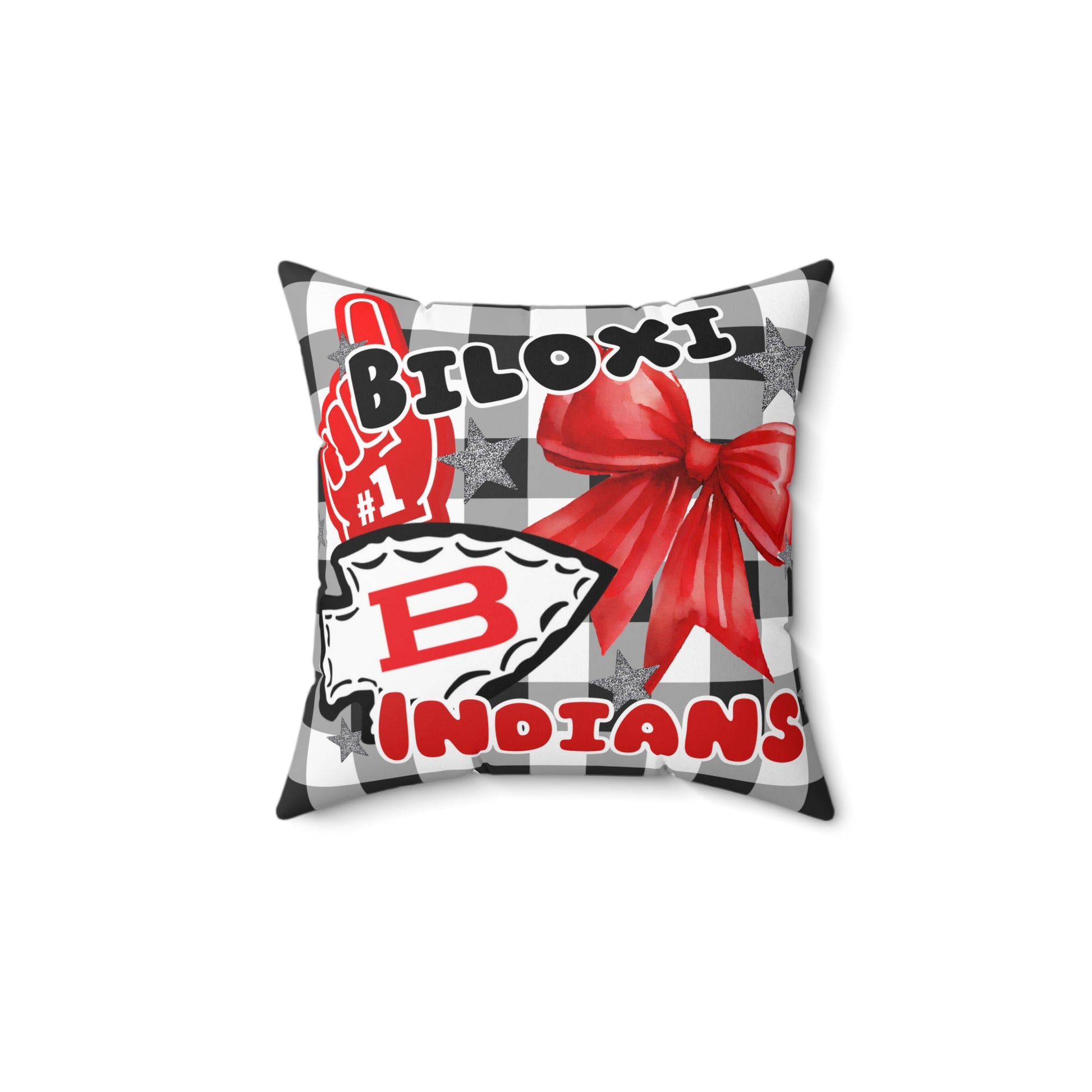 Gingham Check and Cheer Square Pillow