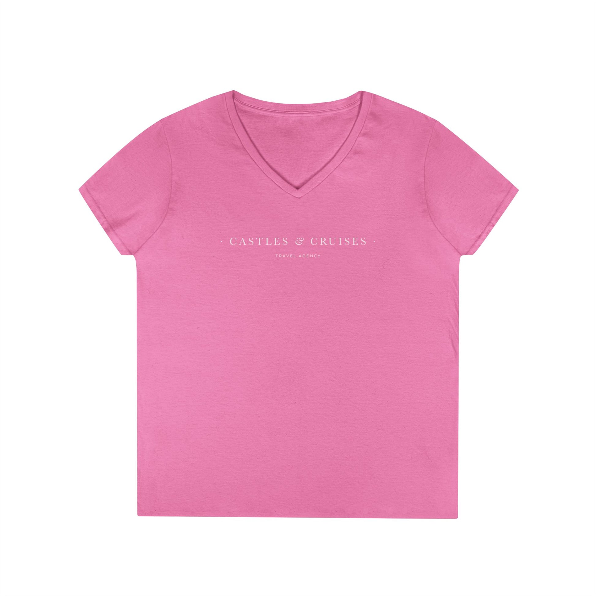 Castles and Cruises Ladies' V-Neck T-Shirt with White