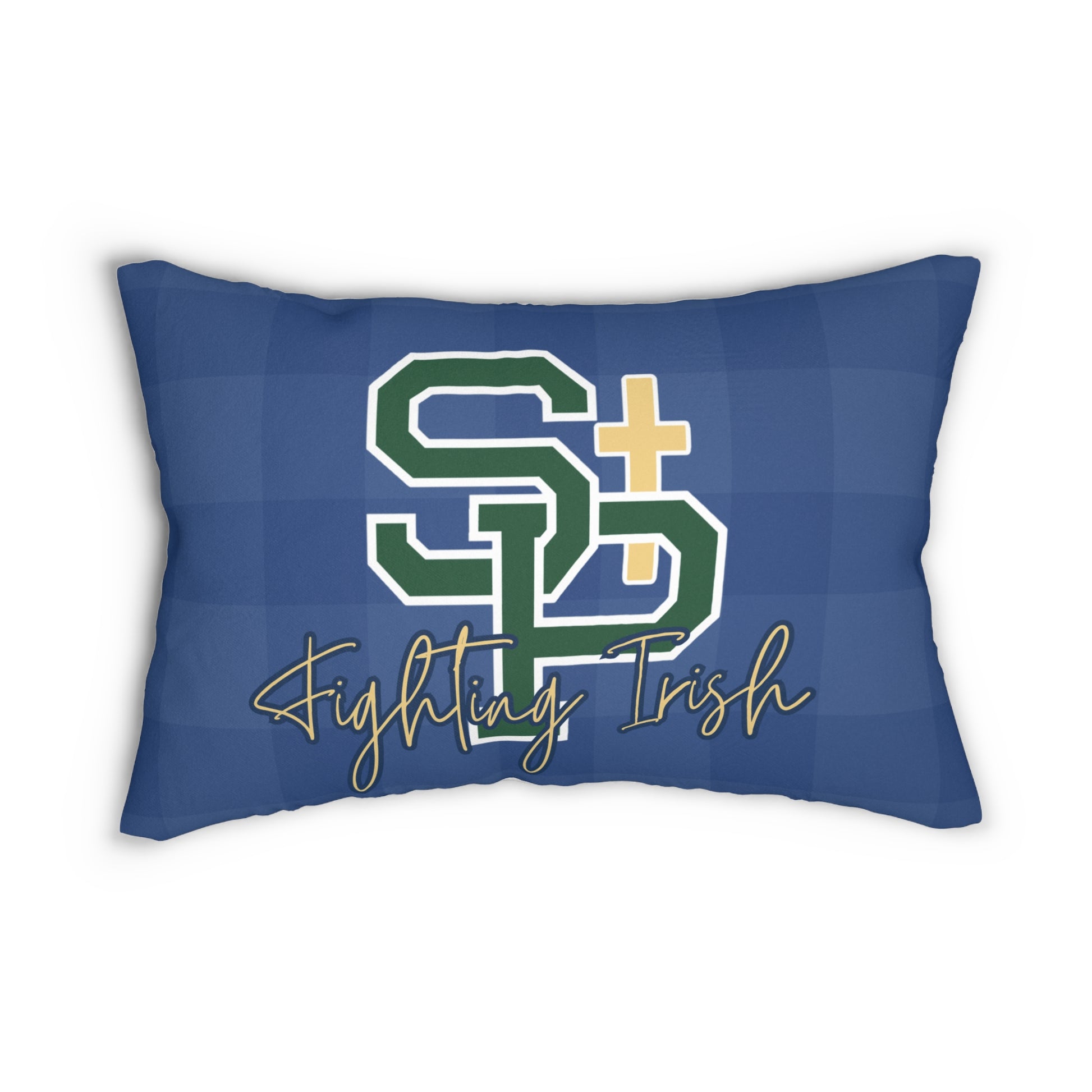 Fighting Irish Blue Plaid Lumbar Pillow