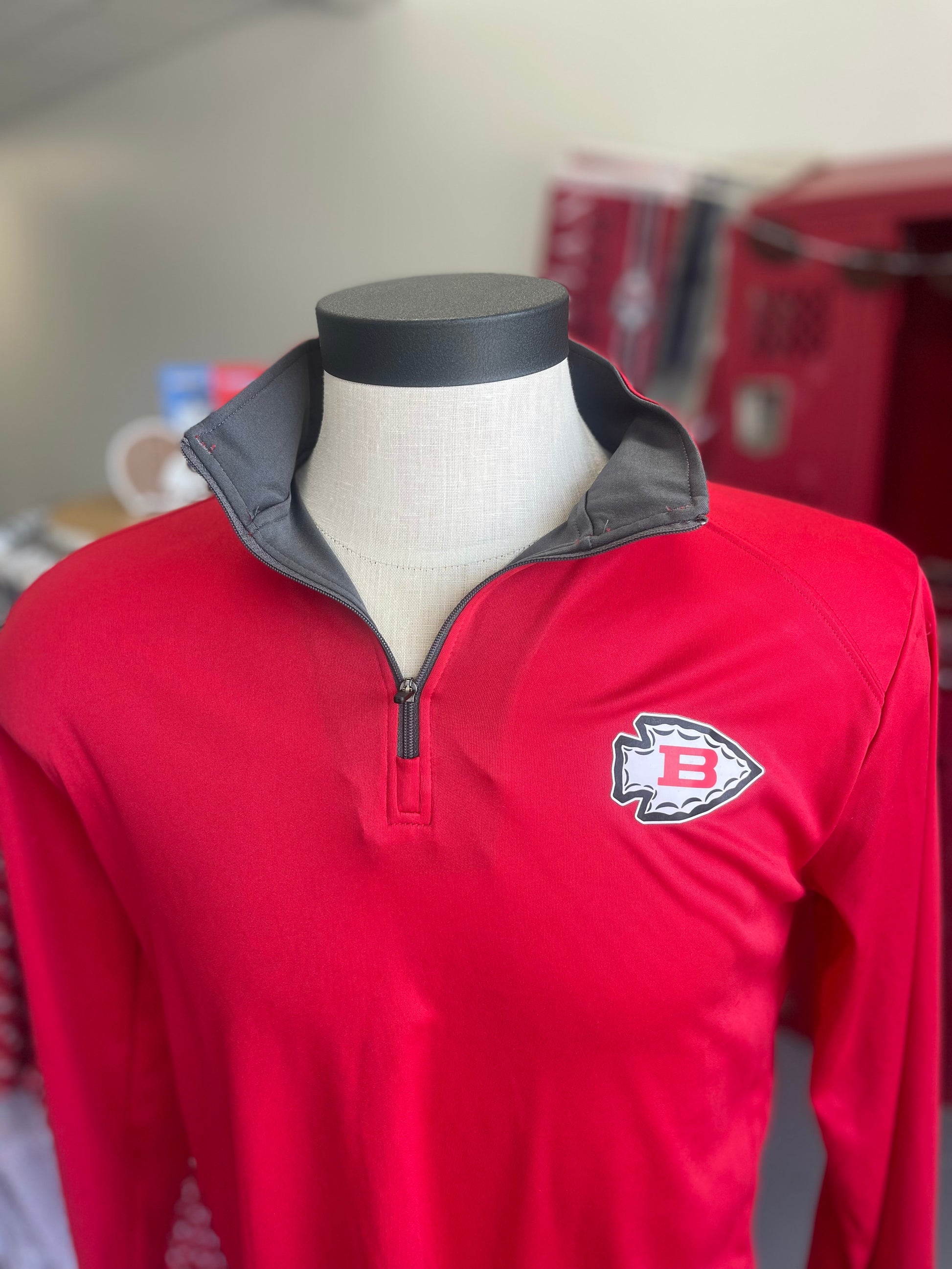 Biloxi - Red Men's Quarter Zip Pullover - Badger B Core Polyester