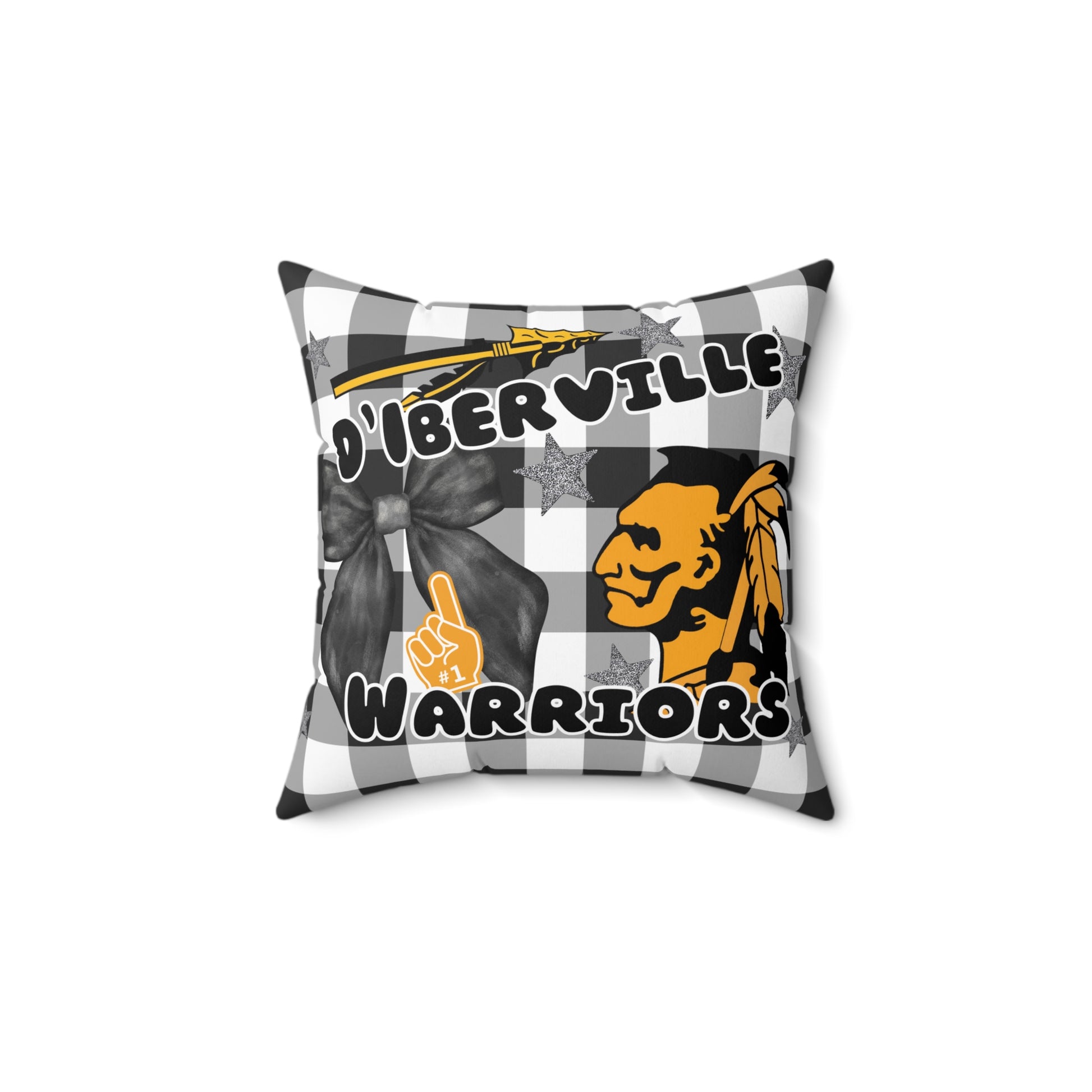 D'Iberville Gingham Check and Cheer Square Pillow