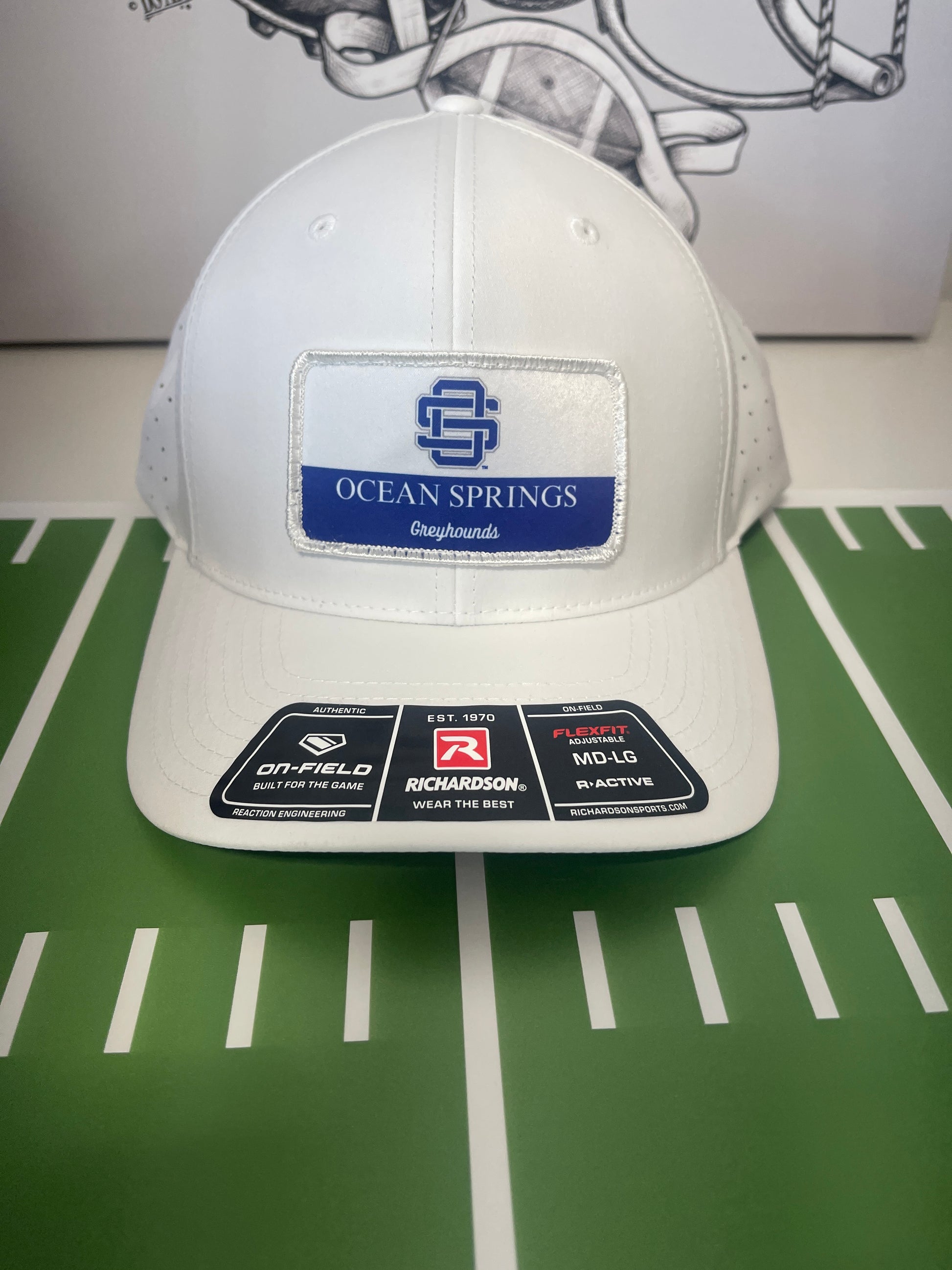 Square Patch White Hat- Ocean Springs