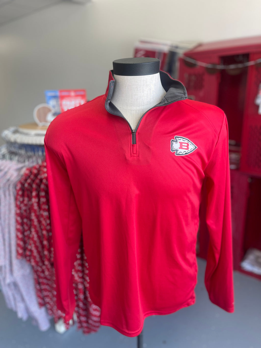 Biloxi - Red Men's Quarter Zip Pullover - Badger B Core Polyester