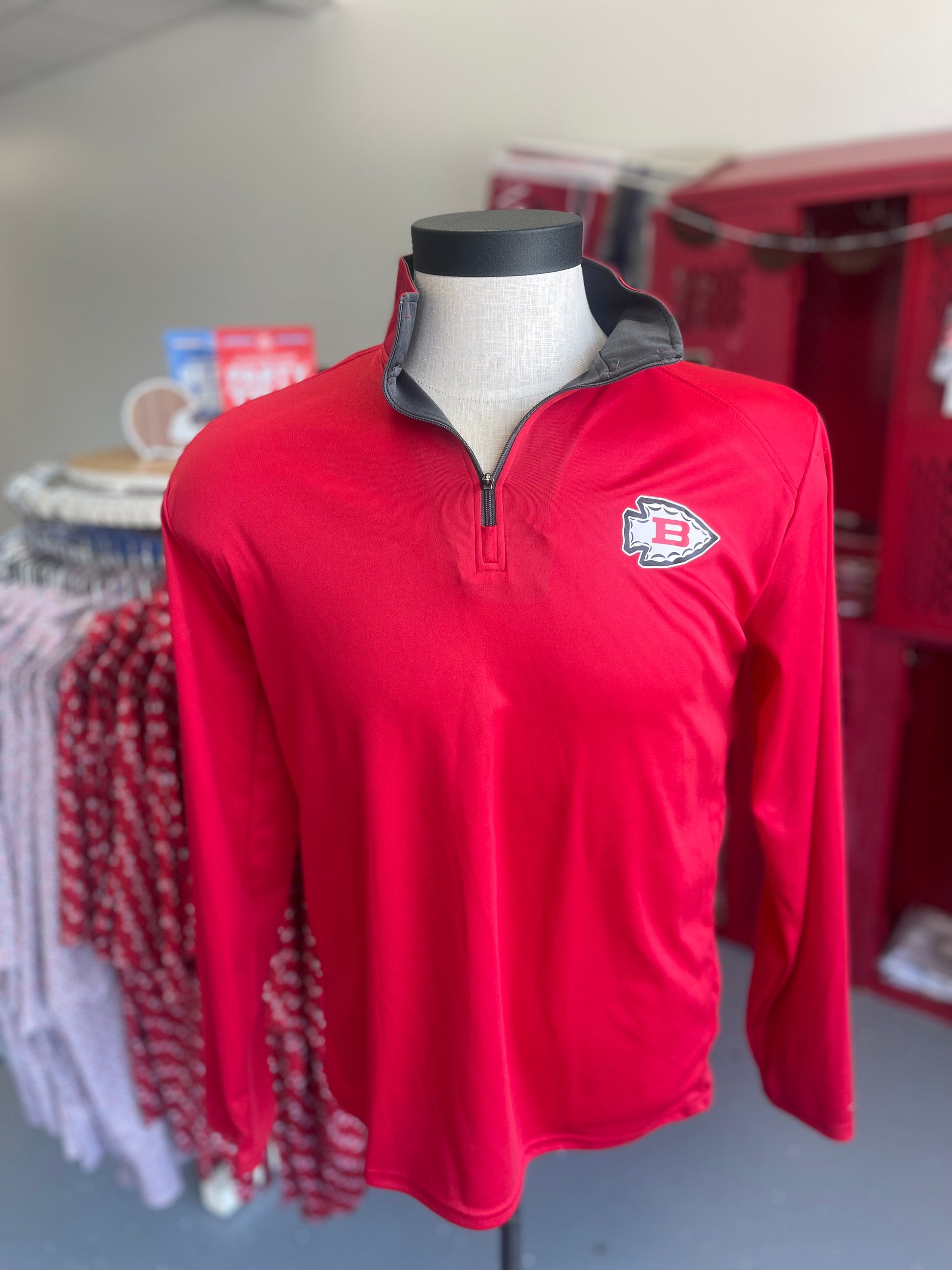 Biloxi - Red Men's Quarter Zip Pullover - Badger B Core Polyester
