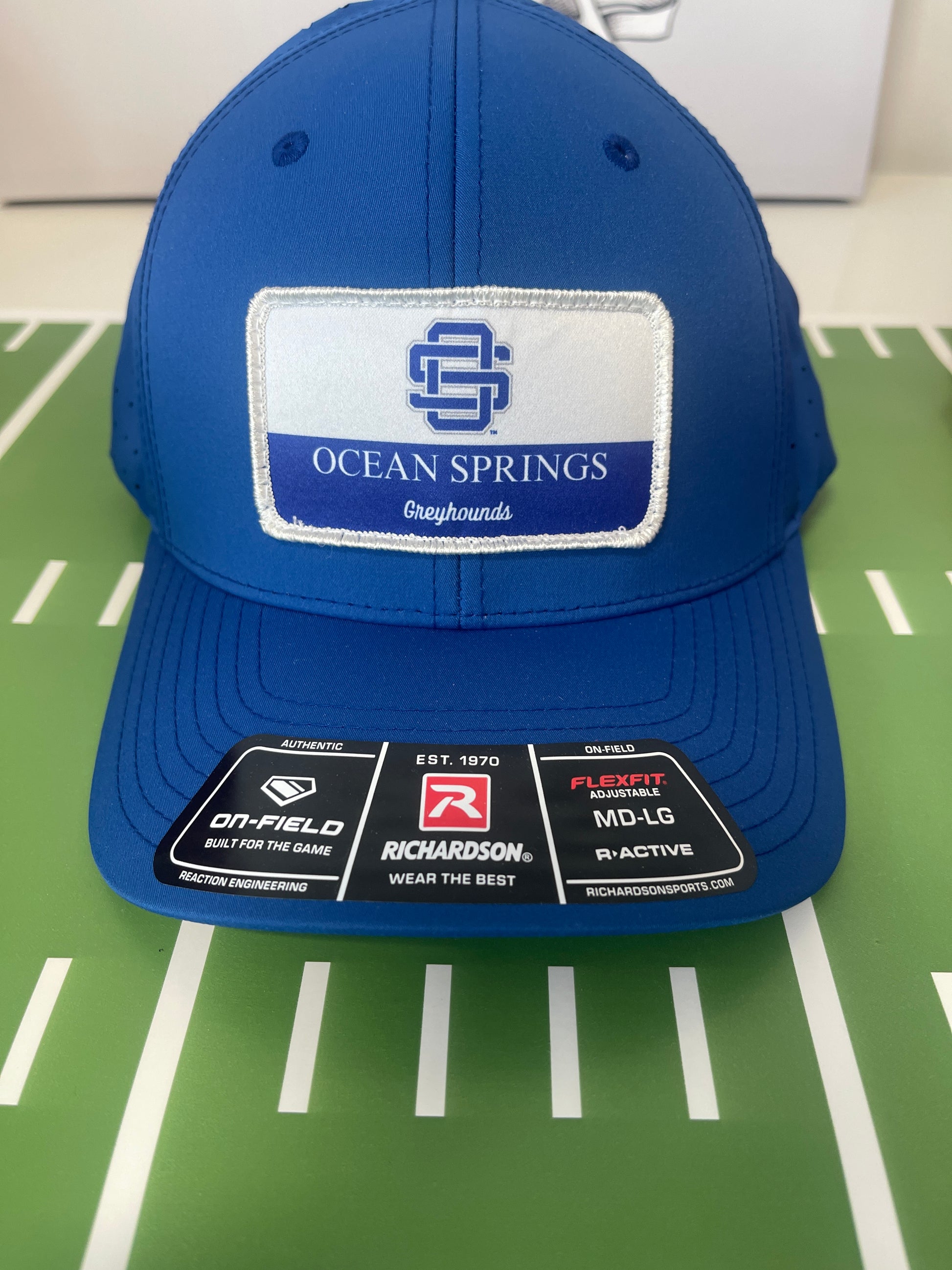 Square Patch Adjustable White Hat- Ocean Springs