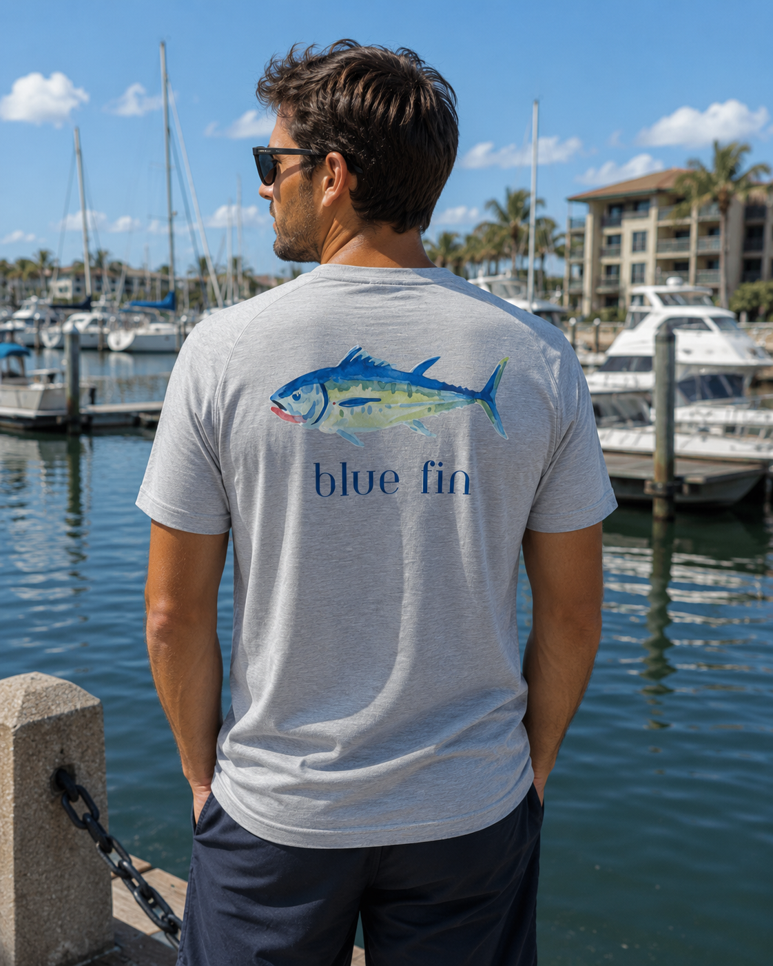 Blue Fin Watercolor Logo T Shirt
