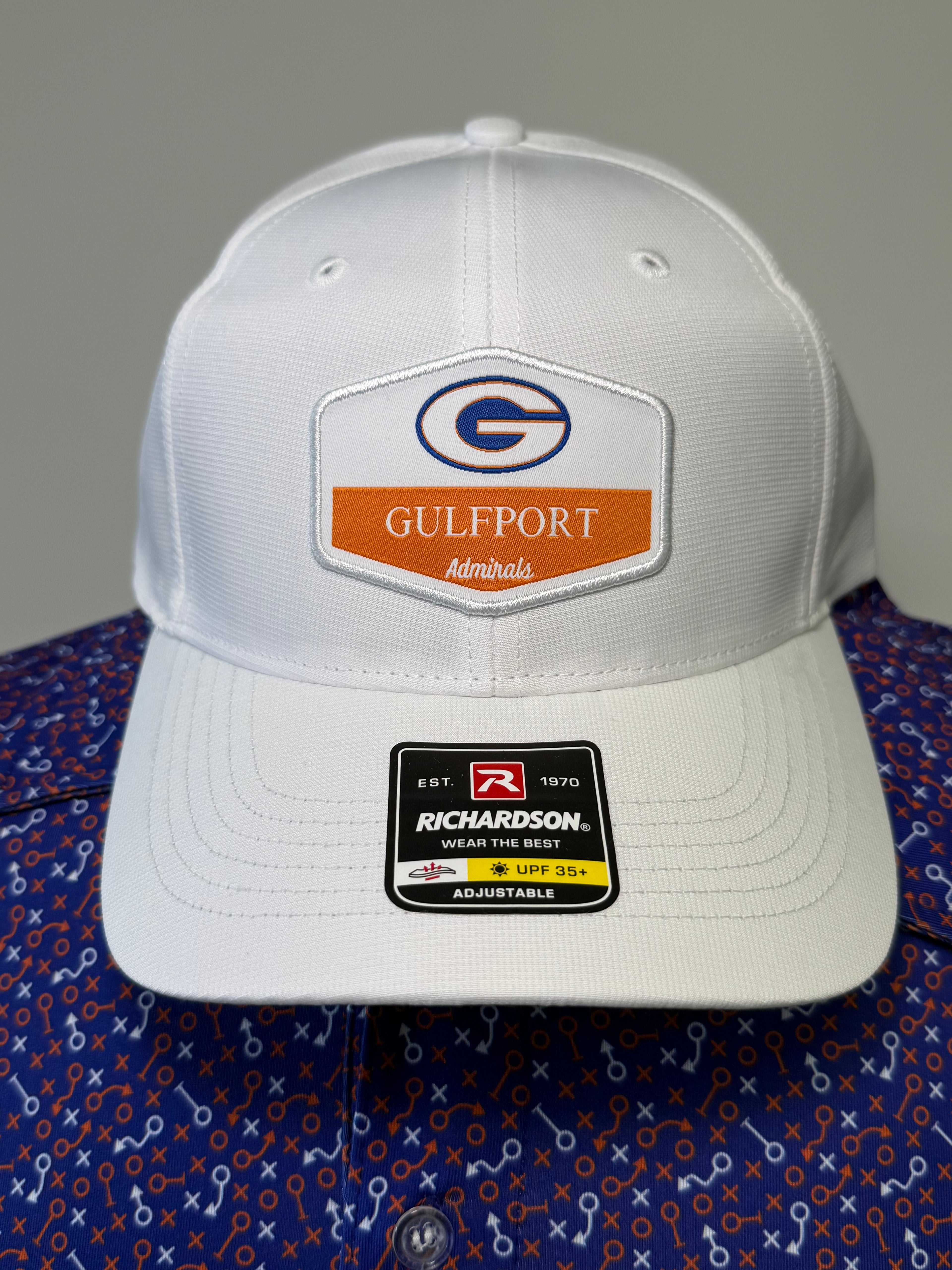 The Shield Patch White Performance Hat- Gulfport
