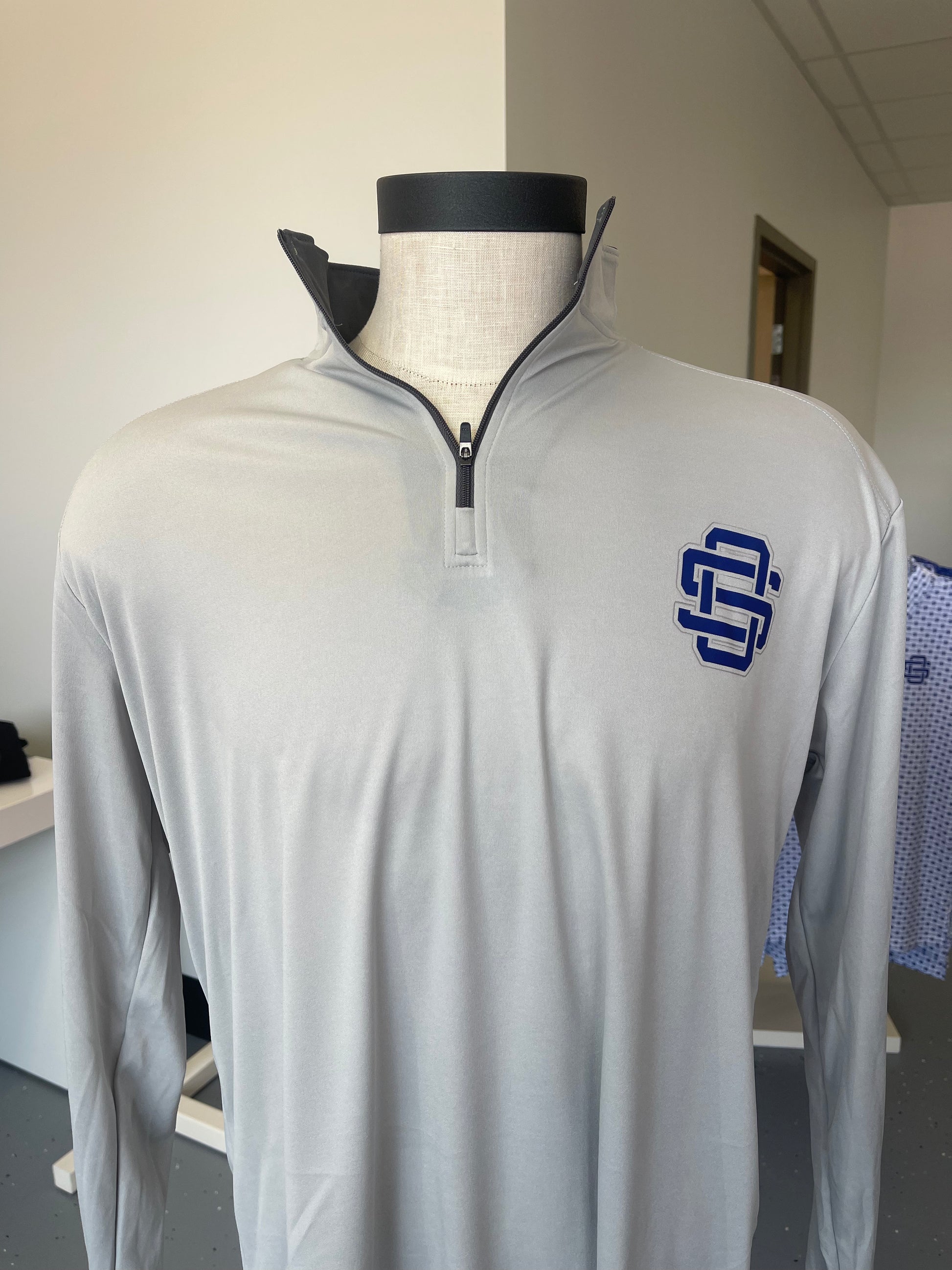 Ocean Springs - Silver Men's Quarter Zip Pullover - Badger B Core Polyester