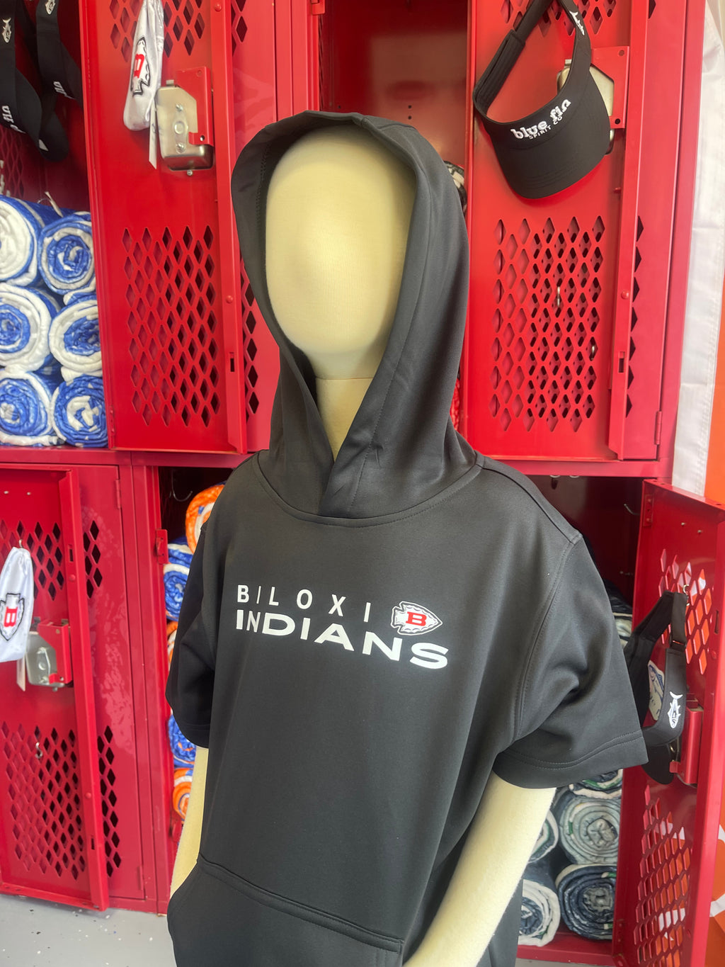 Biloxi Tribe Vibes Short Sleeve Hoodie YOUTH (black)