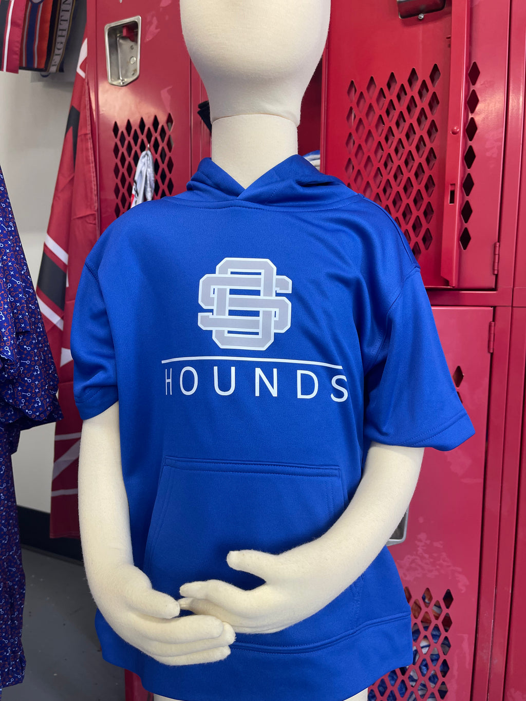 Ocean Springs Hounds Vibe Short Sleeve Hoodie YOUTH (blue)