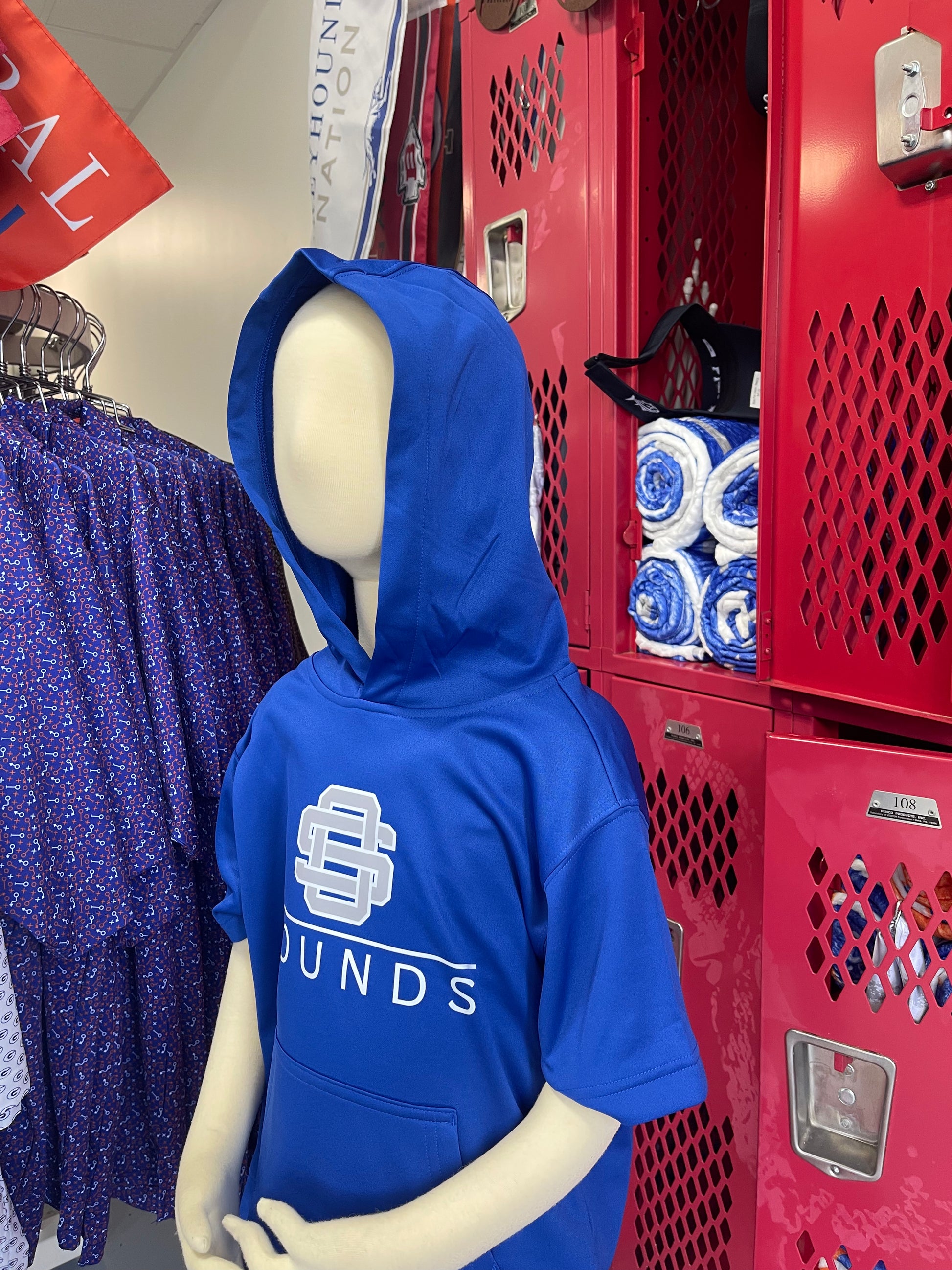 Ocean Springs Hounds Vibe Short Sleeve Hoodie YOUTH (blue)