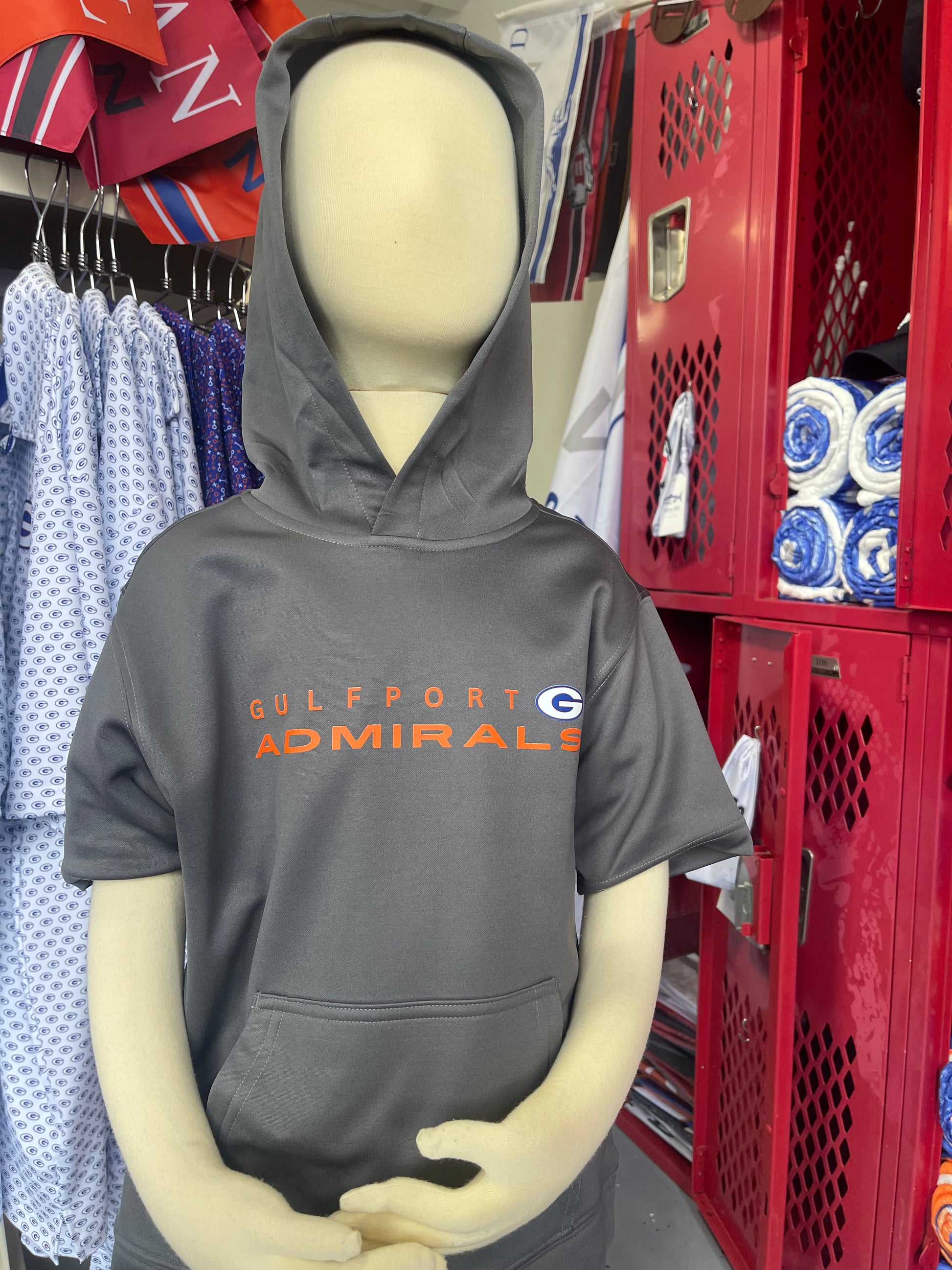 Gulfport Admirals Vibe Short Sleeve Hoodie YOUTH (Grey)