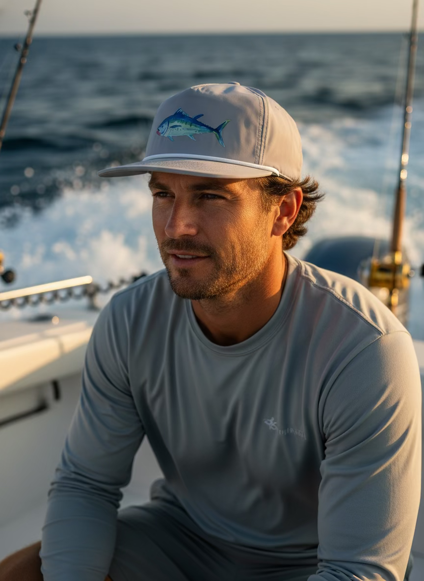 Suns Out. Fins Out. Blue Fin Hat (adult)