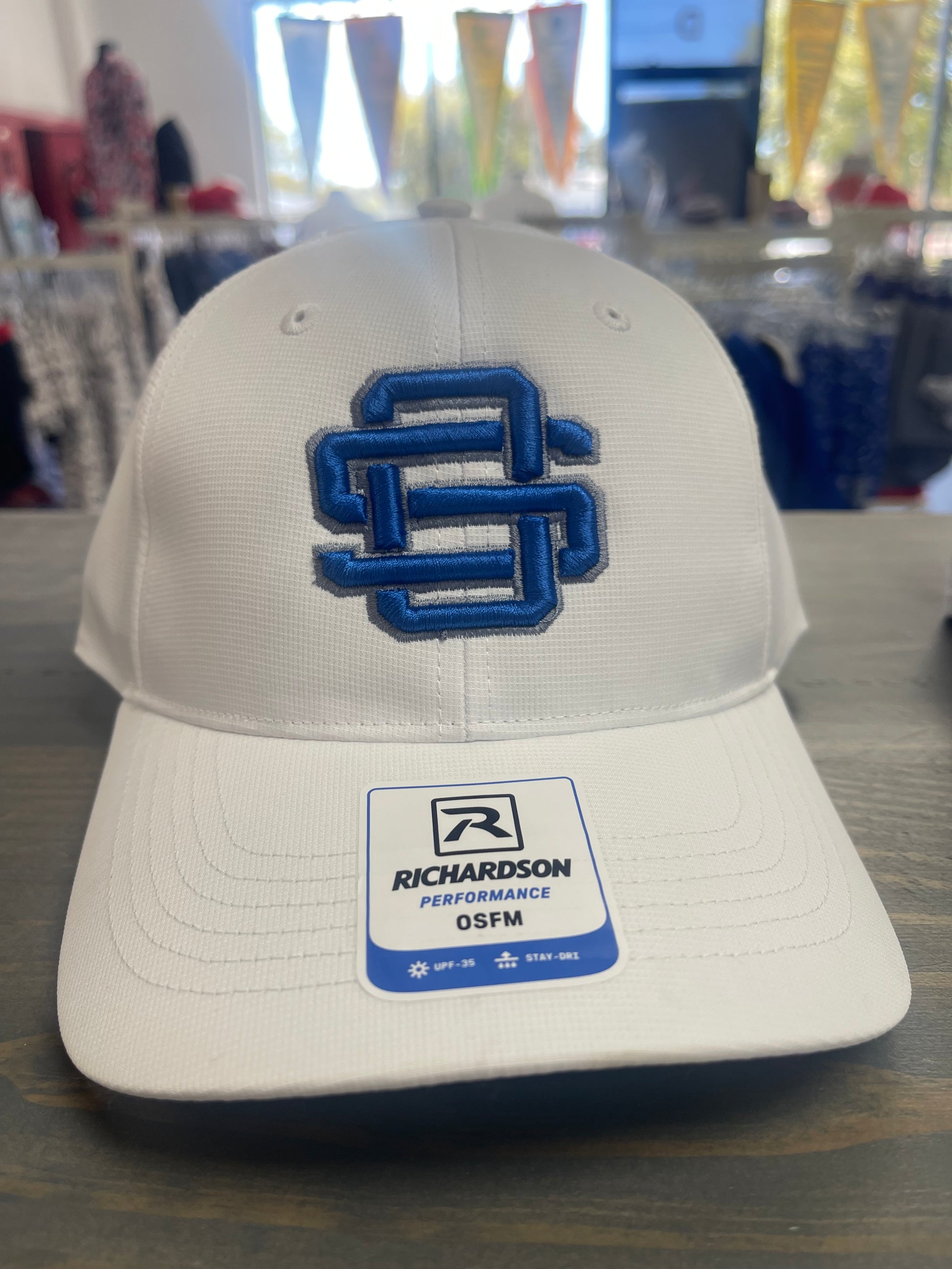 OS Performance Hat White/Blue- Ocean Springs