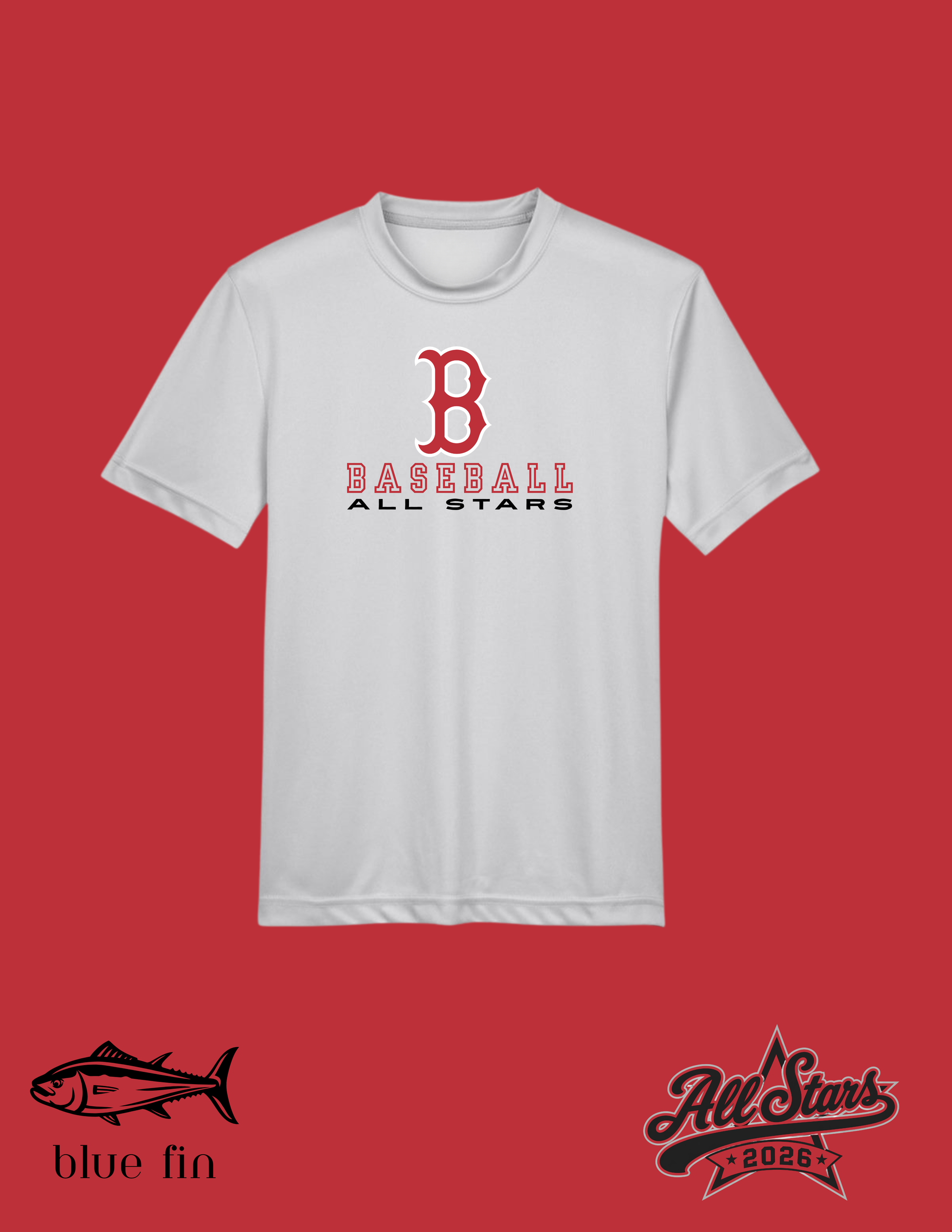 All Star Grey Short Sleeve performance dry fit Tee Biloxi - Pre Order Only